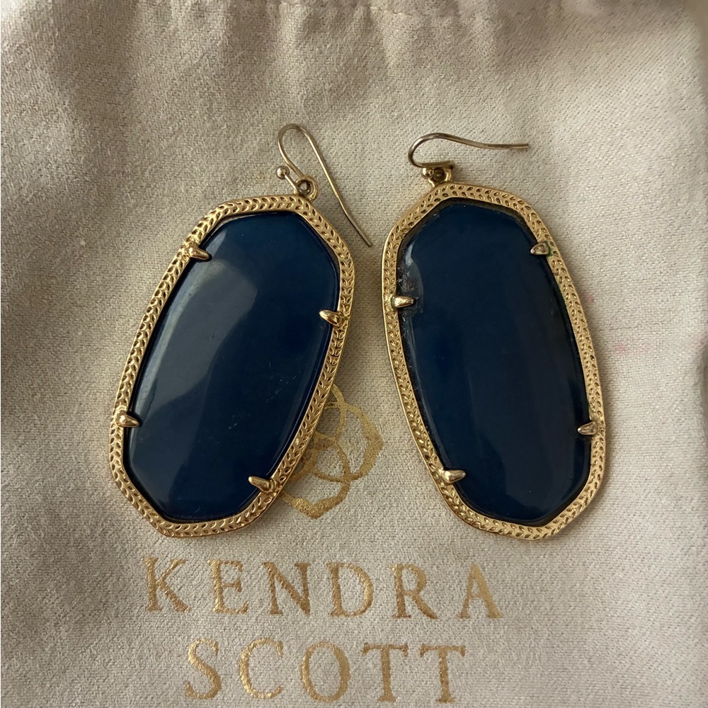 Kendra Scott Navy and Gold Statement Earrings